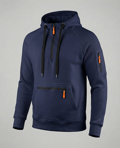Herren Hoodie Sportlich Reißverschluss Taschen