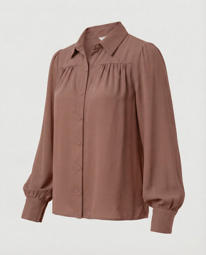 Damenbluse Puffärmel Knopf Details Modern