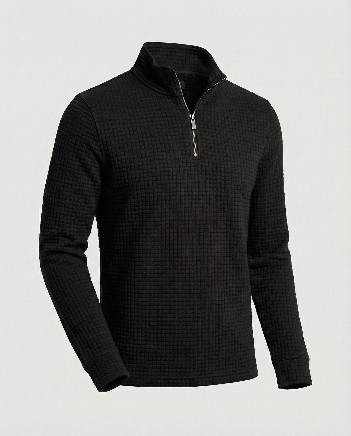 Herren Langarmshirt Stehkragen Reißverschluss Elegant