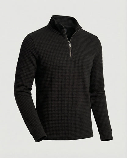 Herren Langarmshirt Stehkragen Reißverschluss Elegant