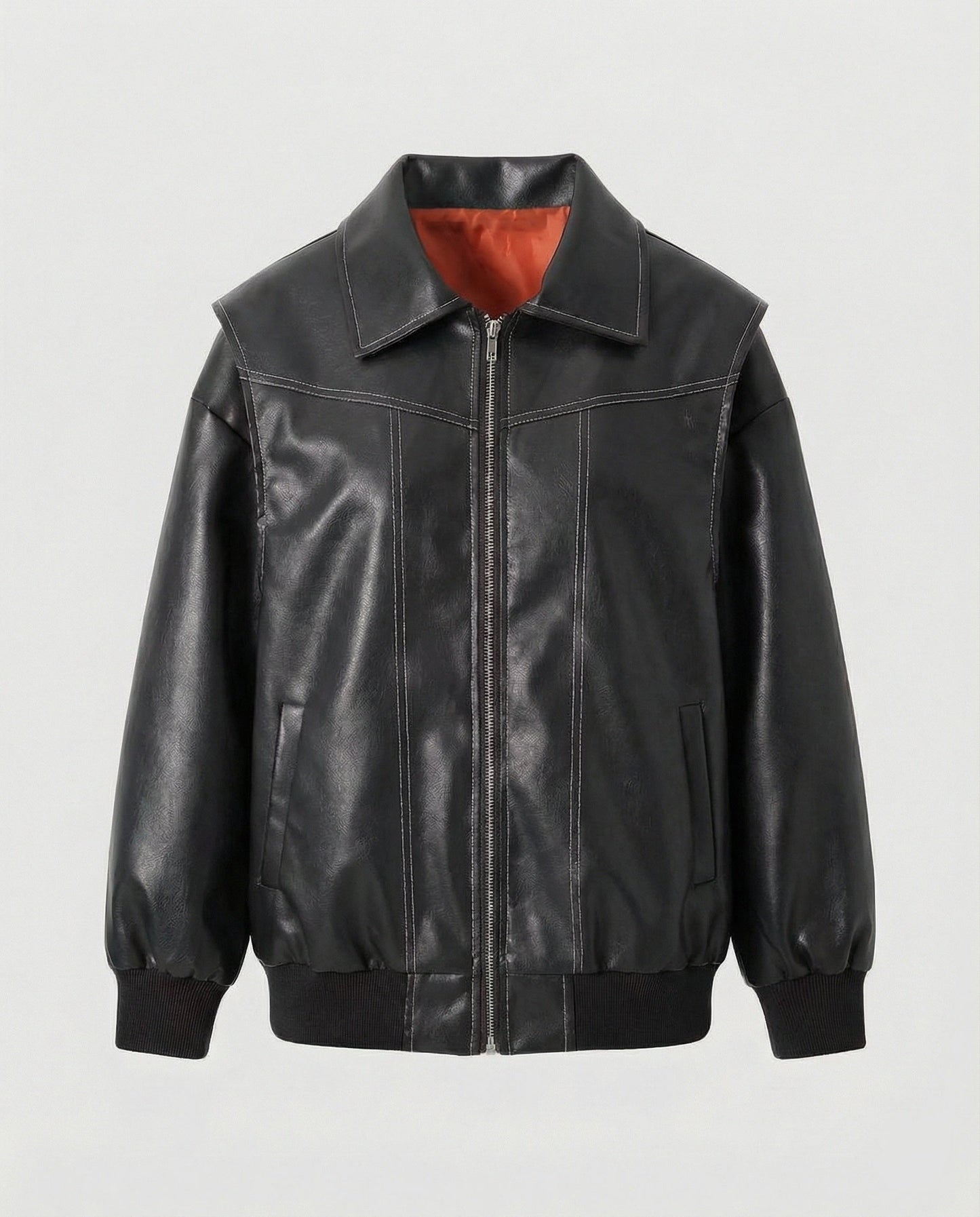 Damen Lederjacke Elegante Hochkragen