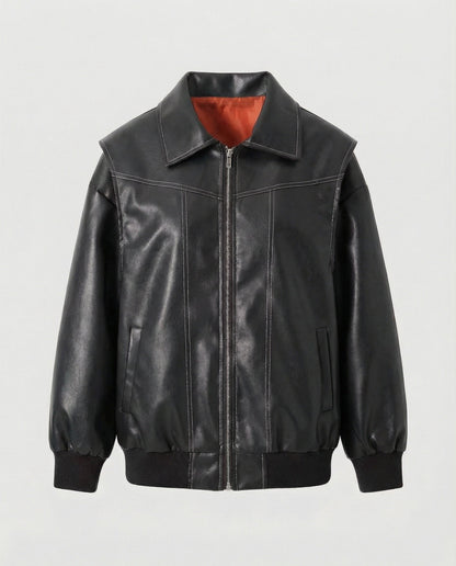 Damen Lederjacke Elegante Hochkragen