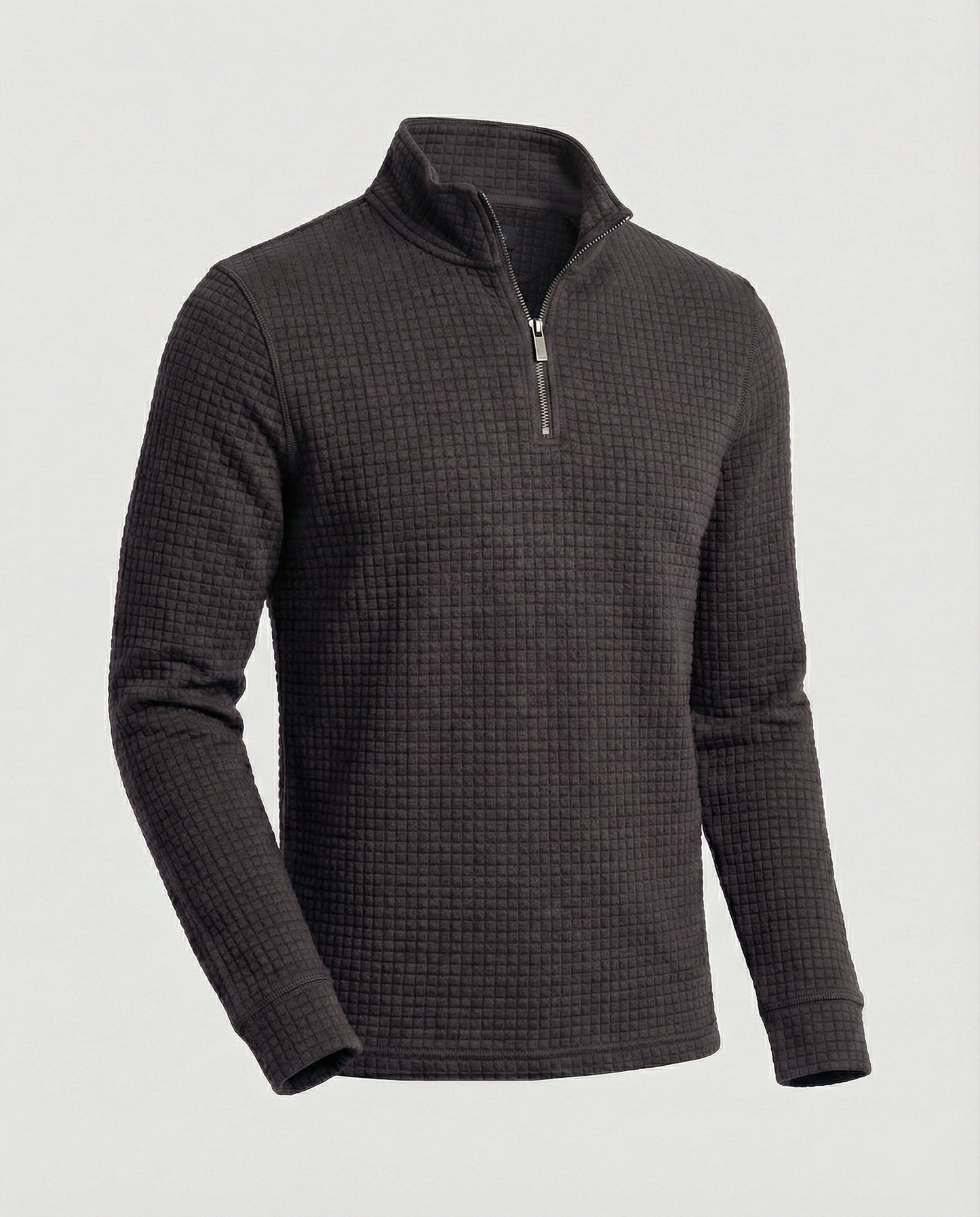 Herren Langarmshirt Stehkragen Reißverschluss Elegant