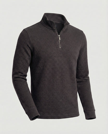 Herren Langarmshirt Stehkragen Reißverschluss Elegant