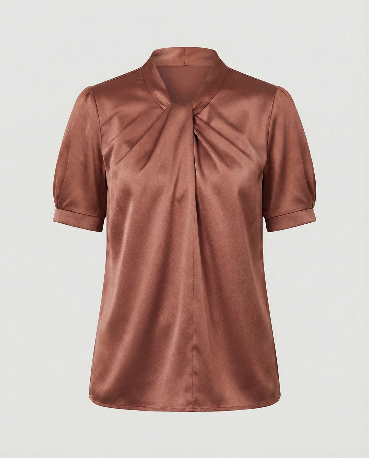 Damen Satin Bluse mit Krawattenkragen Elegant