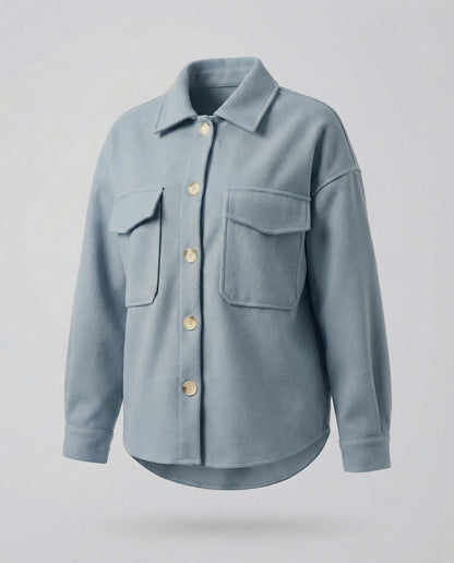 Damen Oversized Bluse mit Knopf Detail Großzügig