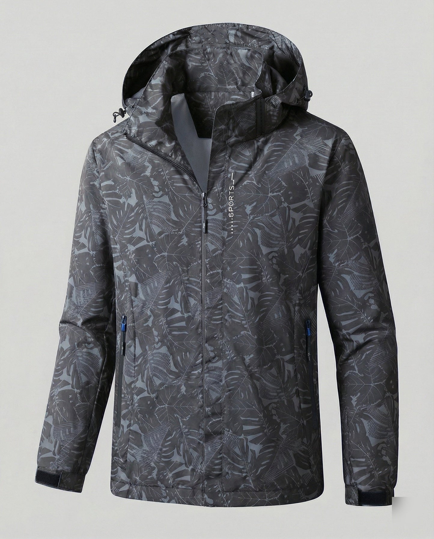 Wasserdichte Windjacke mit Verstellbarer Kapuze und Reißverschluss