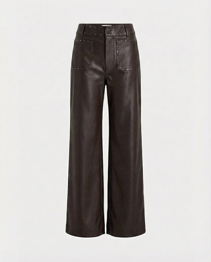 Damen Kunstlederhose Nieten