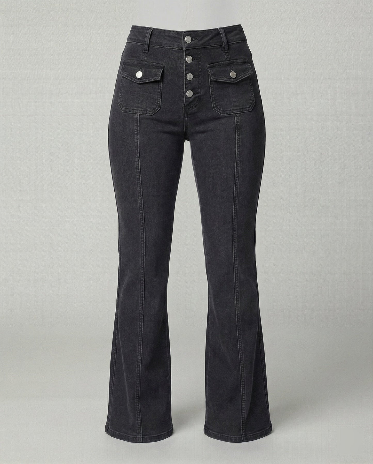 Damen High-Waist Schlagjeans Trendy