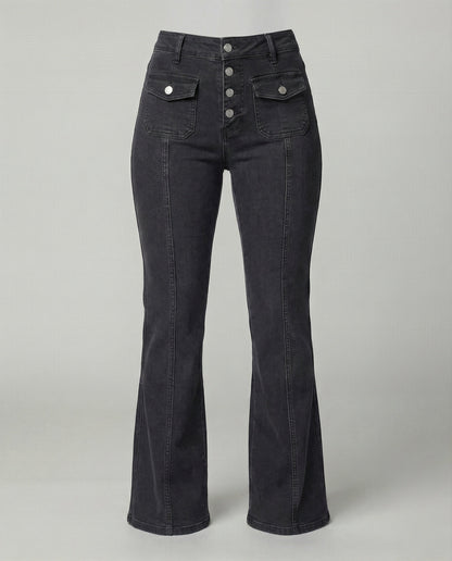 Damen High-Waist Schlagjeans Trendy