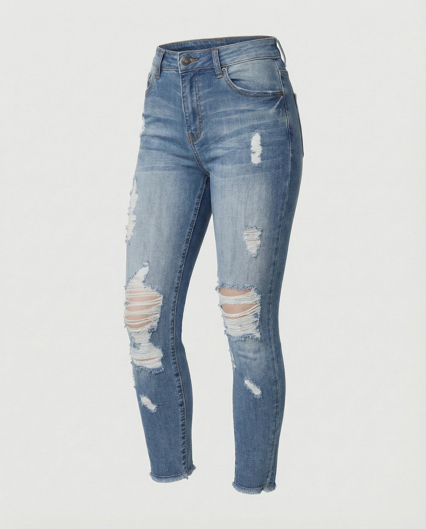 Damen Highwaist Jeans Destroyed Dunkelblau