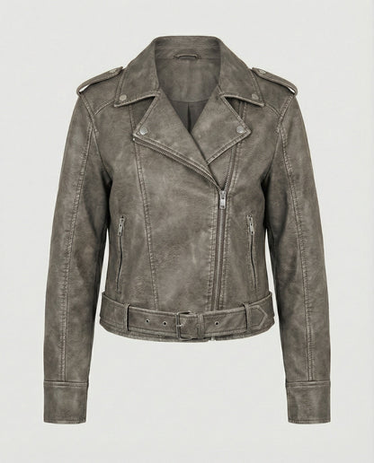 Damen Bikerjacke Lederlook