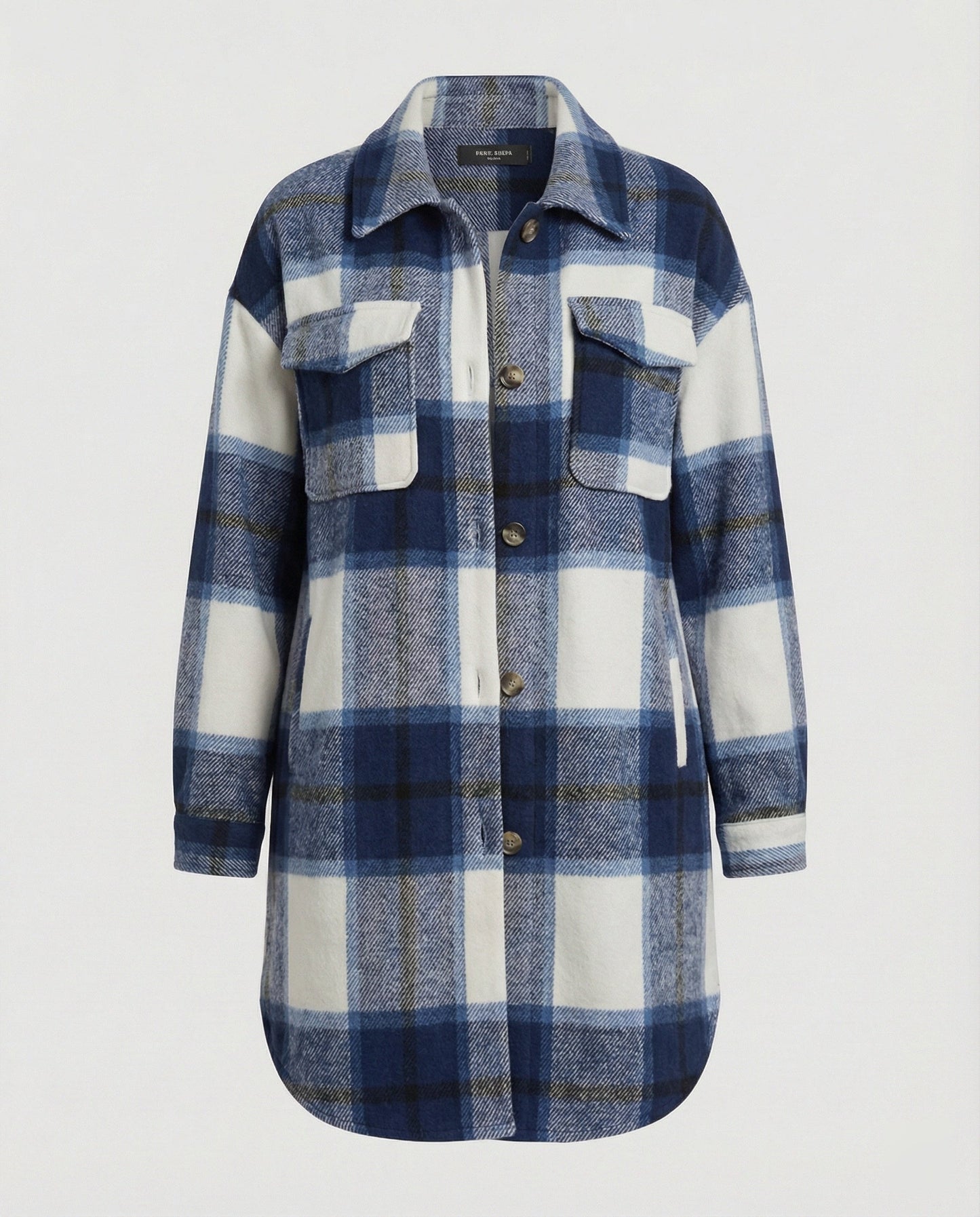 Damen Oversized Hemdjacke Kariert Lässig
