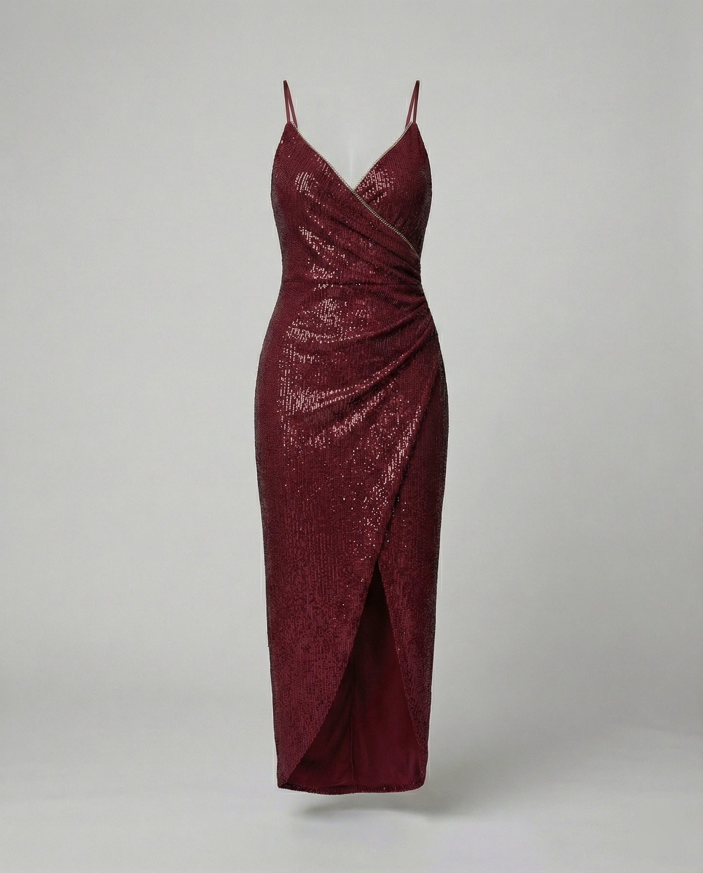 Damen Wickelkleid Hochgeschlitzt Glitzernd