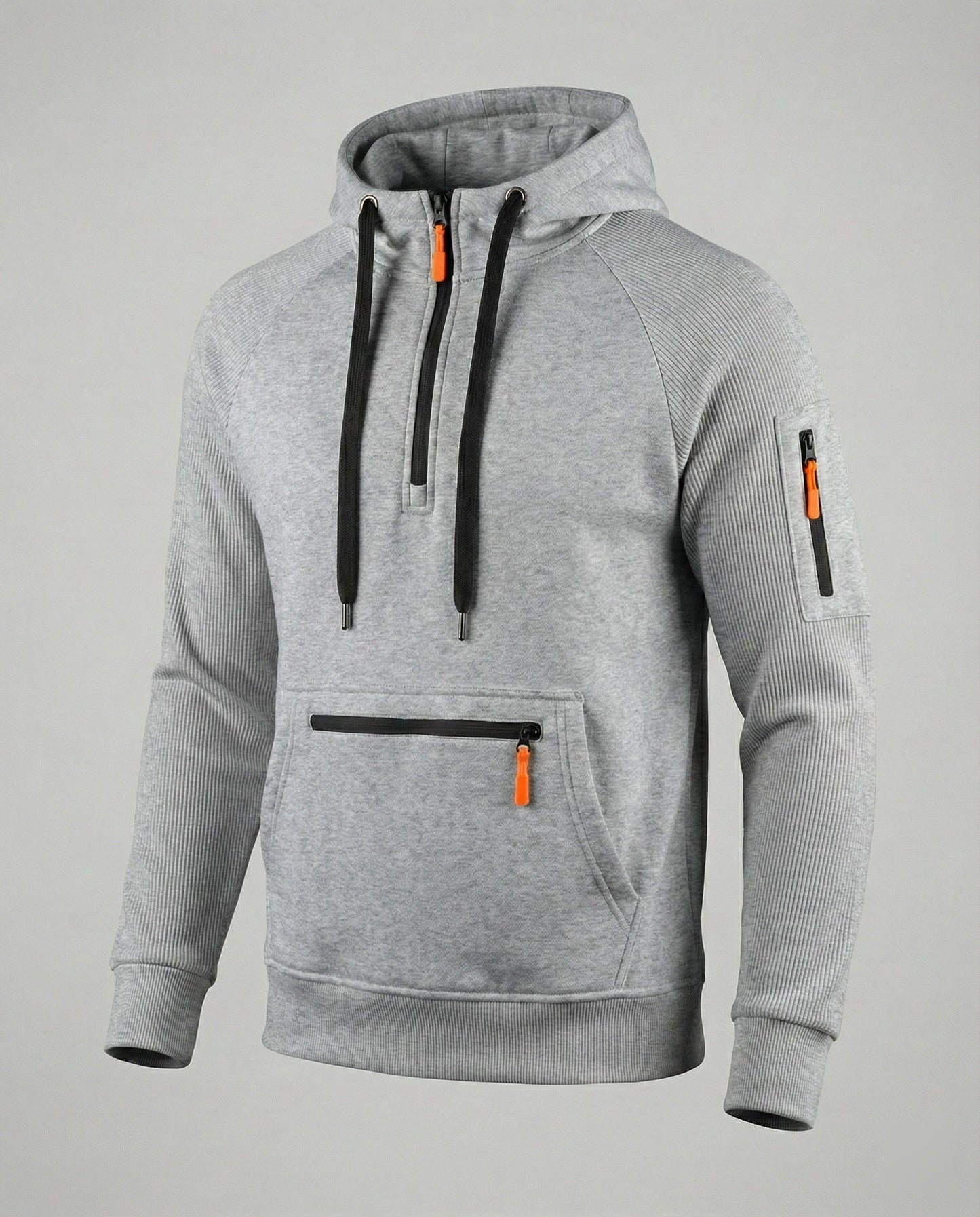 Herren Hoodie Sportlich Reißverschluss Taschen