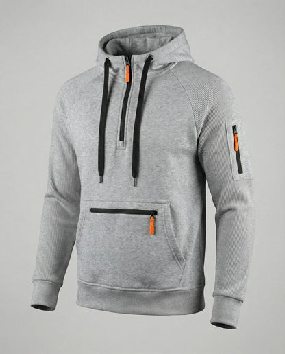 Herren Hoodie Sportlich Reißverschluss Taschen