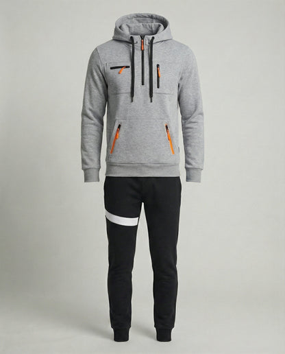 Herren Sportset Graue Hoodie Jogginghose Komfort