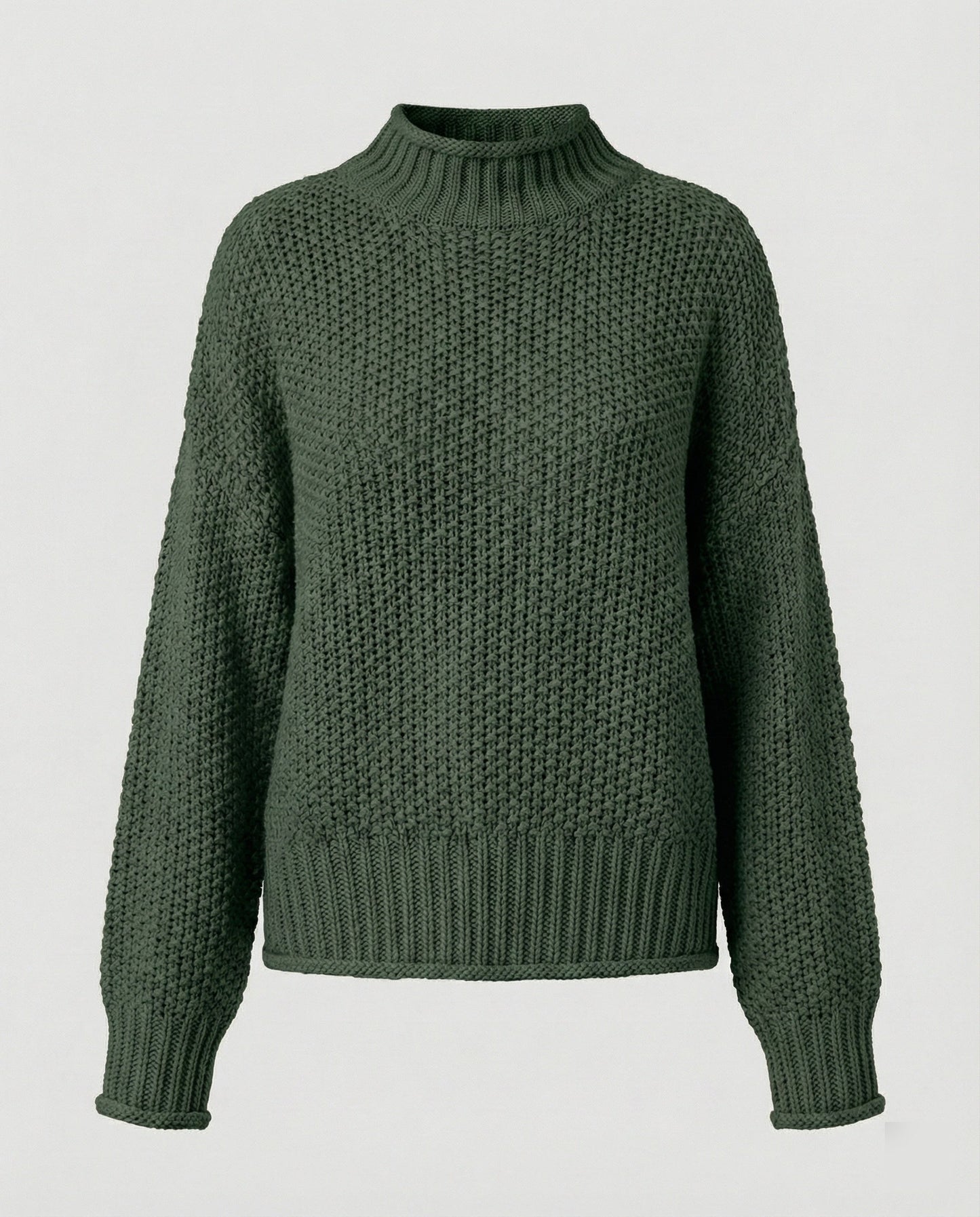 Damen Strickpullover Kuschelig Weite Ärmel Hochkragen