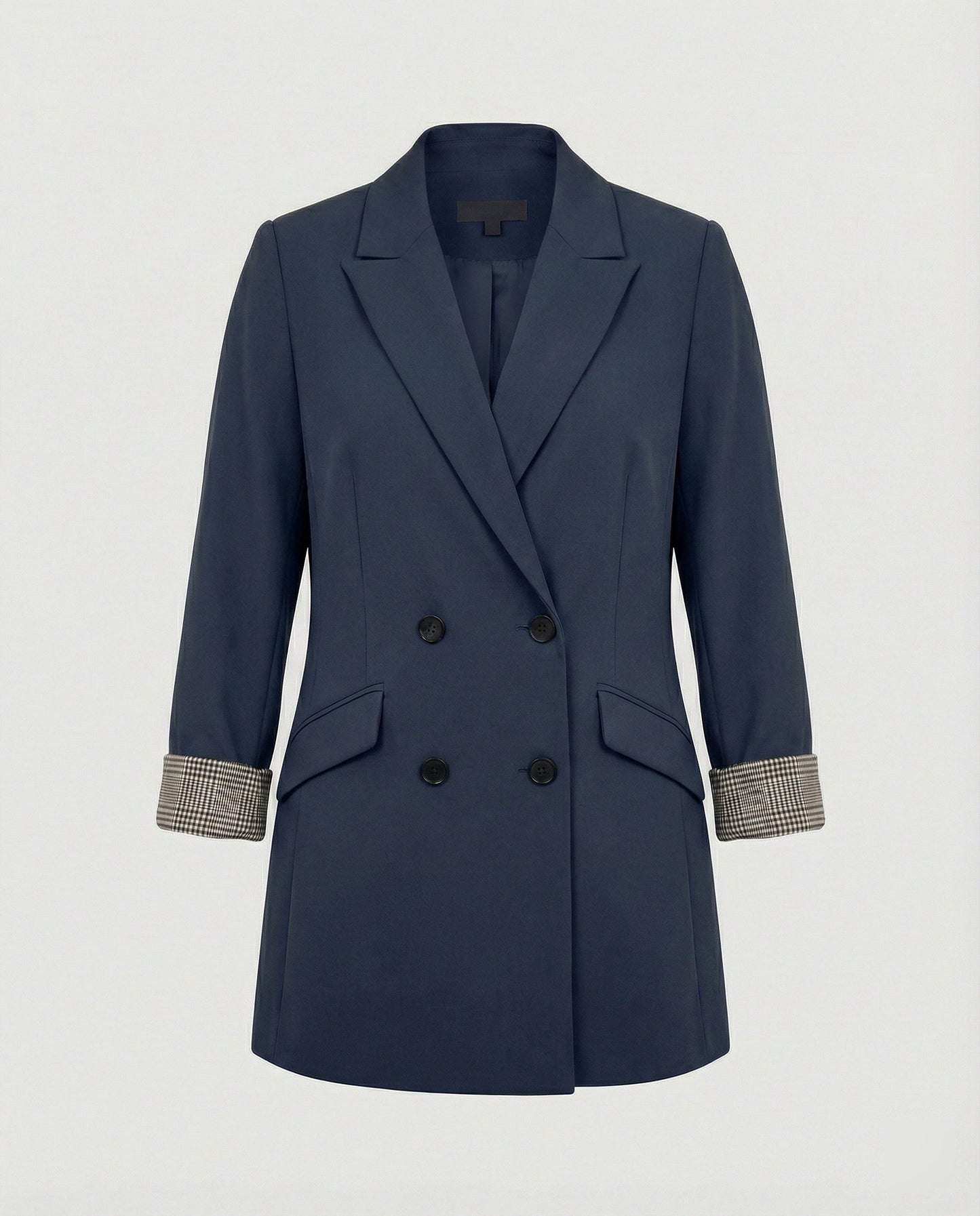Damen Doppelreihenblazer Modern Kontrastärmel