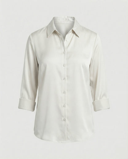 Damen Elegante Baumwollbluse Stehkragen