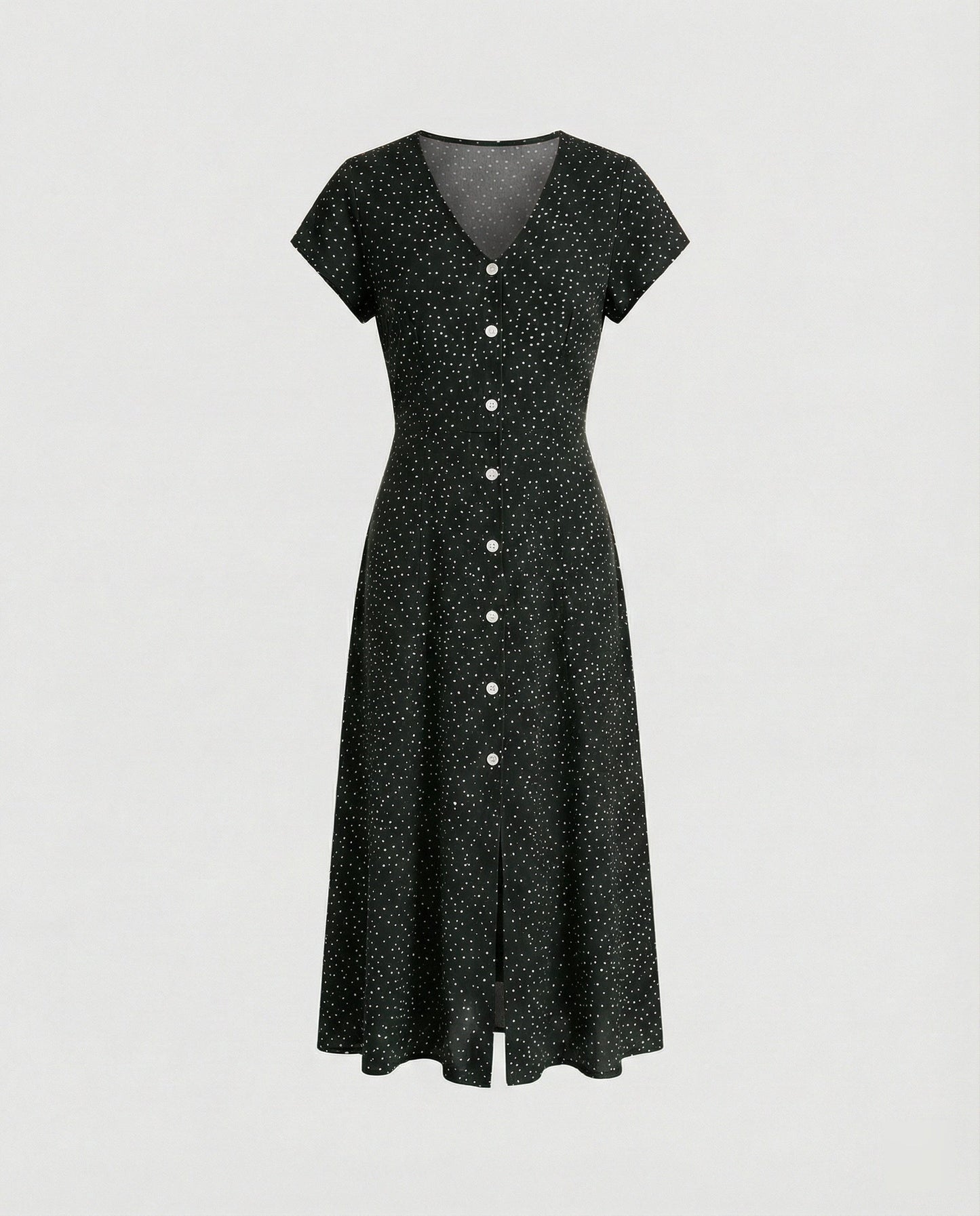Damen Langarmkleid mit Knöpfen und Puffärmeln Elegant