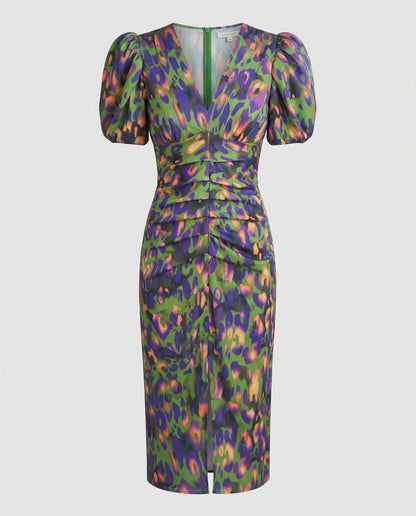 Damen Abendkleid Puffärmel Glamour