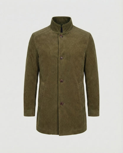 Herren Cordjacke Hochkragen Warm Oliven