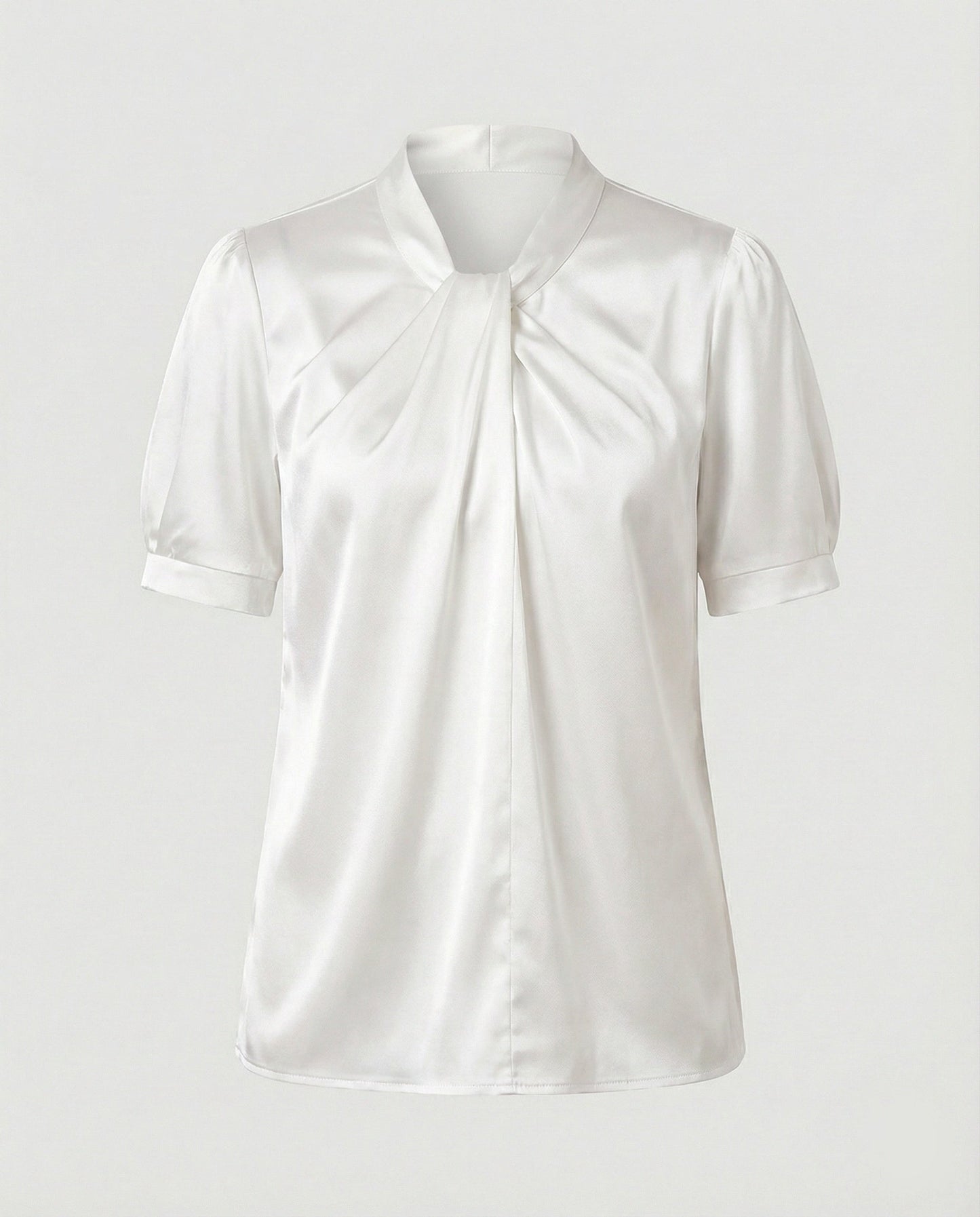 Damen Satin Bluse mit Krawattenkragen Elegant