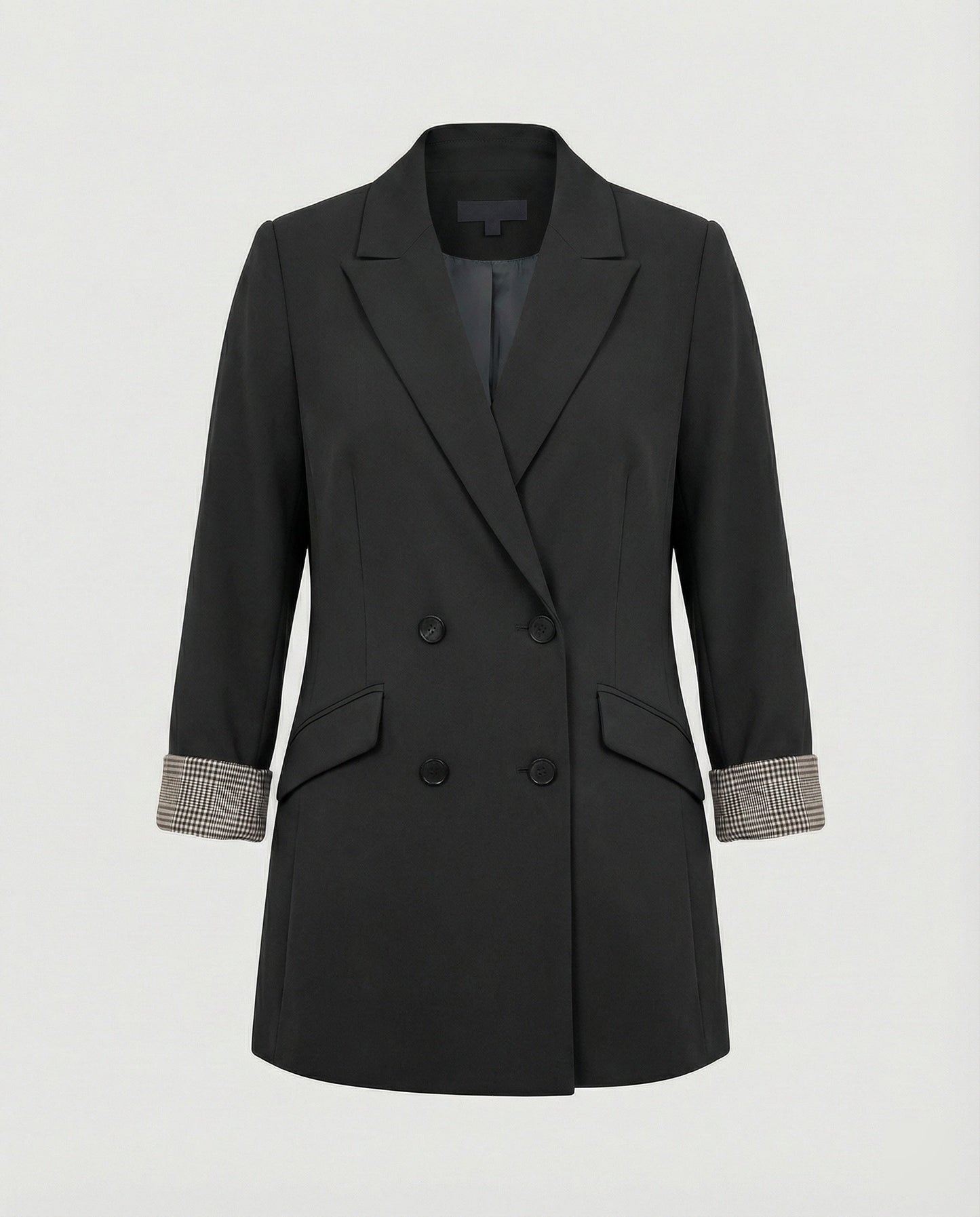 Damen Doppelreihenblazer Modern Kontrastärmel