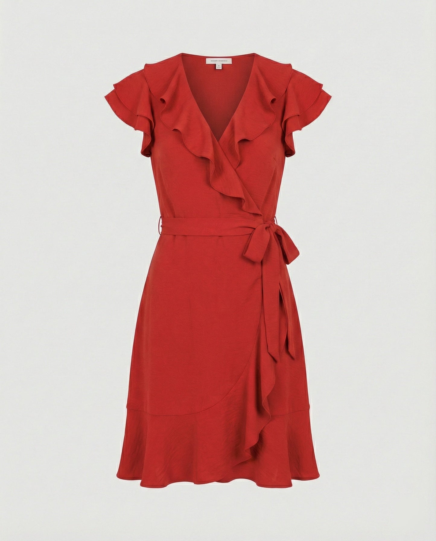 Damen Wickelkleid mit Rüschen und Taillengürtel Modern
