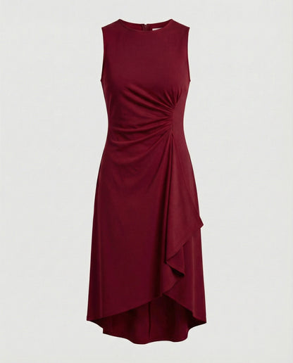 Damen Ärmelloses Wickelkleid Asymmetrisch Elegant