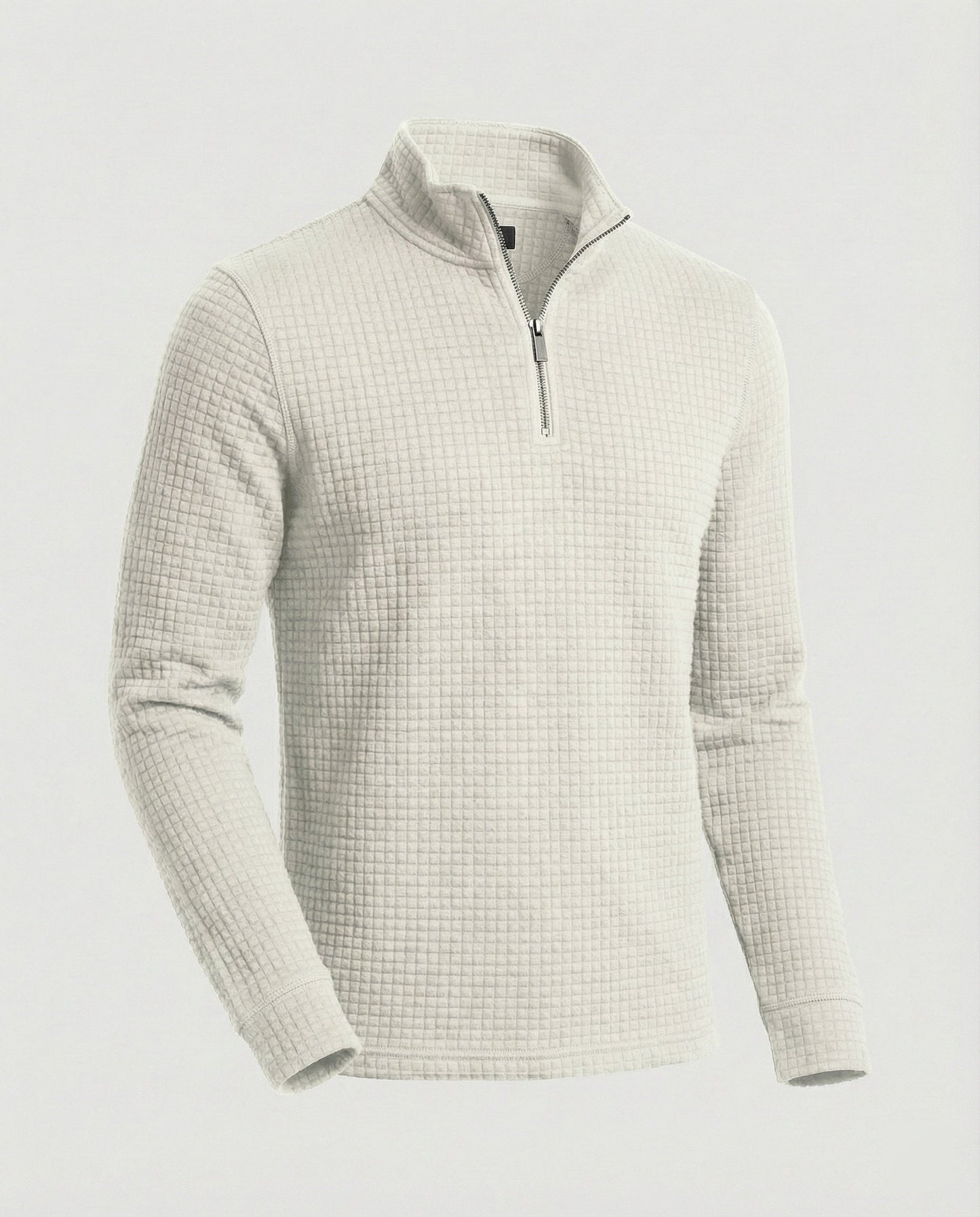 Herren Langarmshirt Stehkragen Reißverschluss Elegant