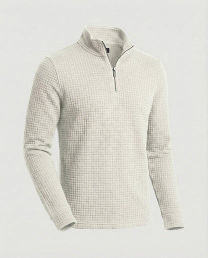 Herren Langarmshirt Stehkragen Reißverschluss Elegant