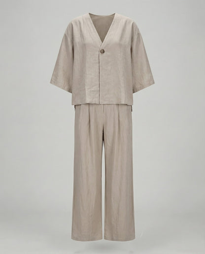 Damen Oversized Bluse Set Zweiteiler Modern