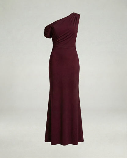 Elegantes Damen Abendkleid Figurbetont Asymmetrisch Lang