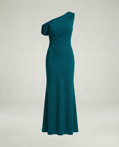 Elegantes Damen Abendkleid Figurbetont Asymmetrisch Lang