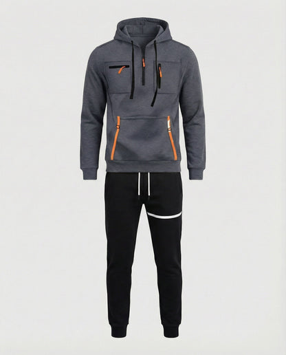 Herren Sportset Graue Hoodie Jogginghose Komfort