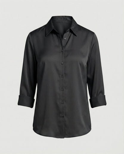 Damen Elegante Baumwollbluse Stehkragen