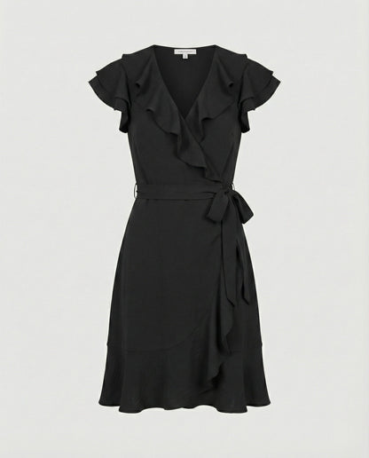Damen Wickelkleid mit Rüschen und Taillengürtel Modern - Norvielle