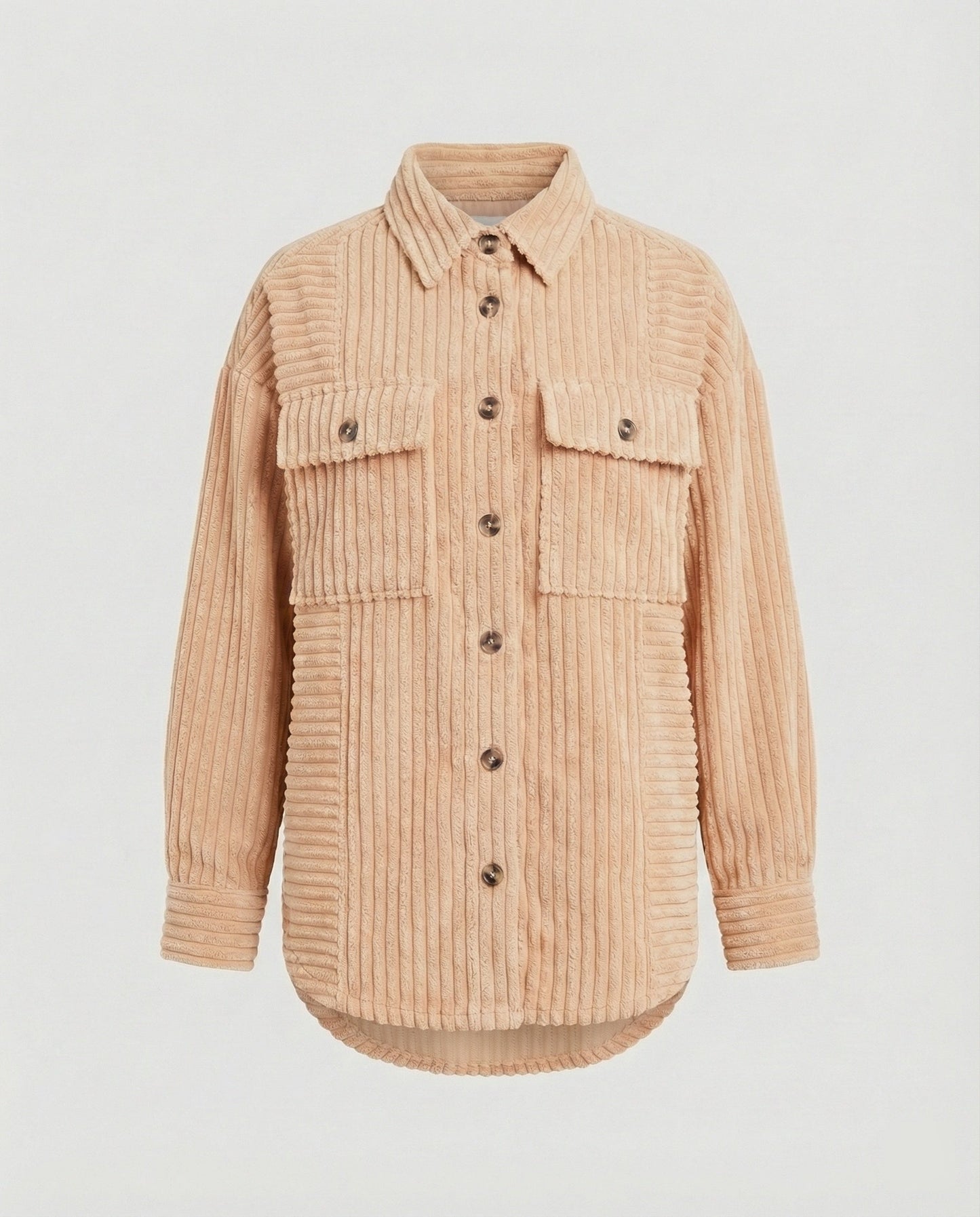 Damen Cordjacke Bequem Mit Taschen Braun