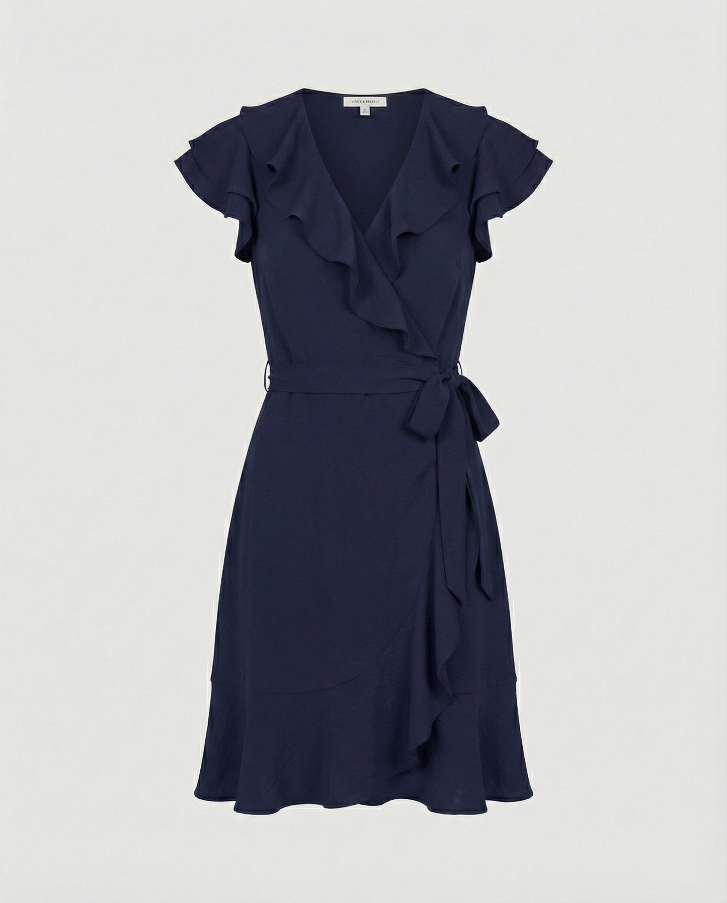 Damen Wickelkleid mit Rüschen und Taillengürtel Modern