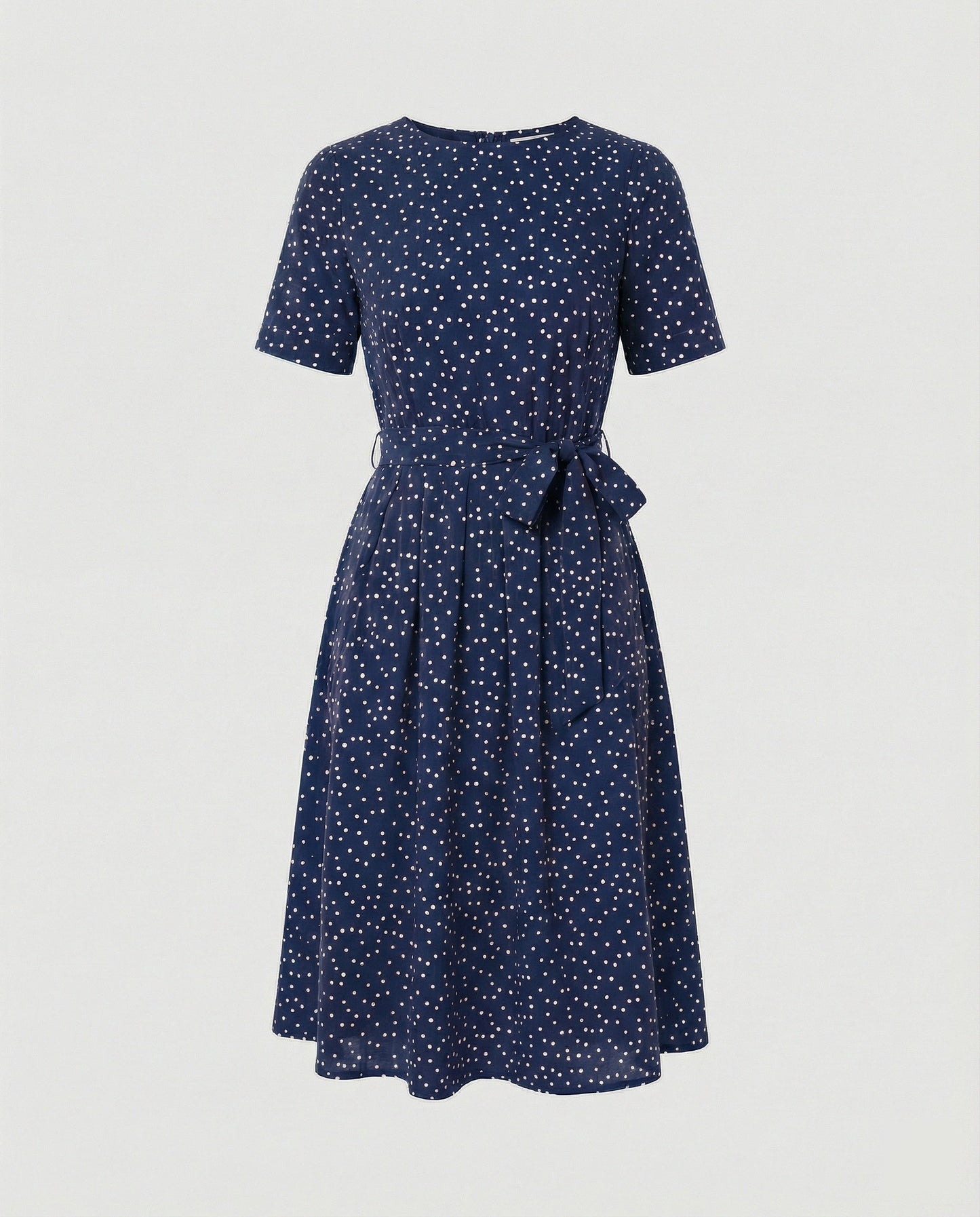 Damen Midi-Kleid mit Punkten und Taillengürtel Elegant