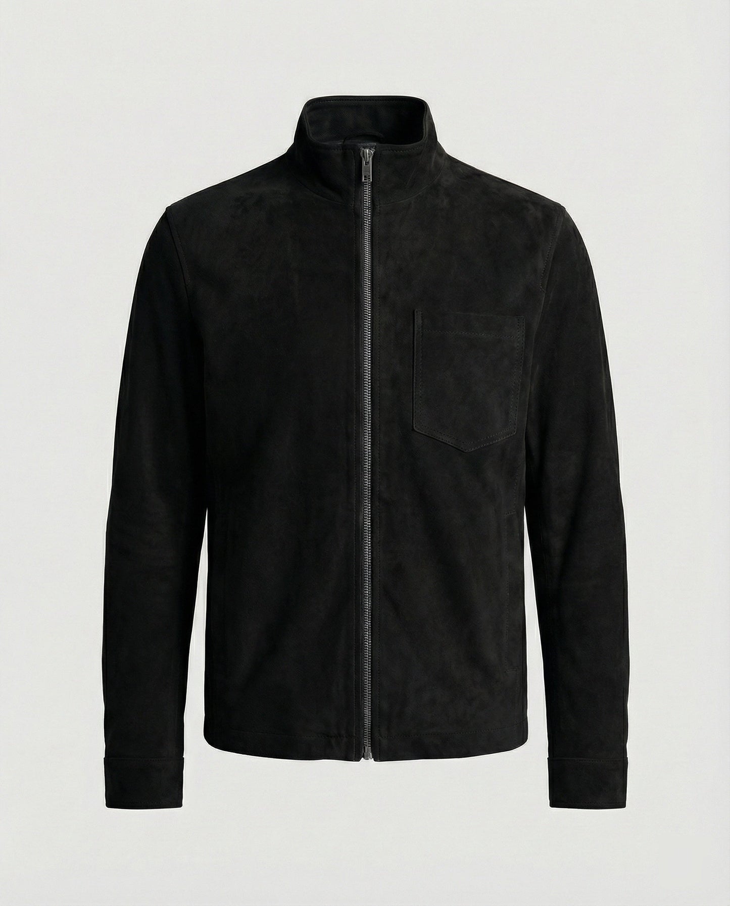 Herren Wildlederjacke Stehkragen Elegant Leder
