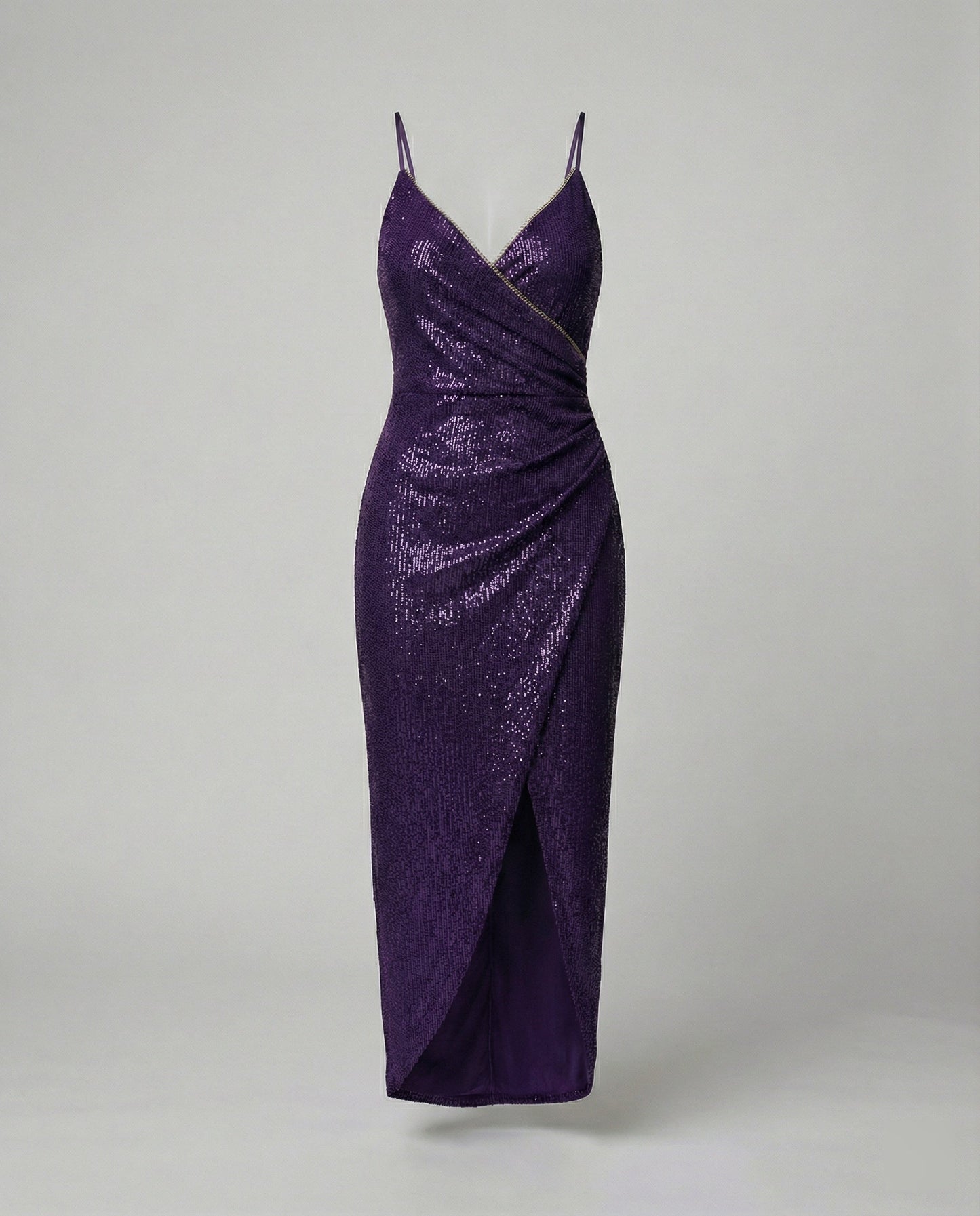 Damen Wickelkleid Hochgeschlitzt Glitzernd