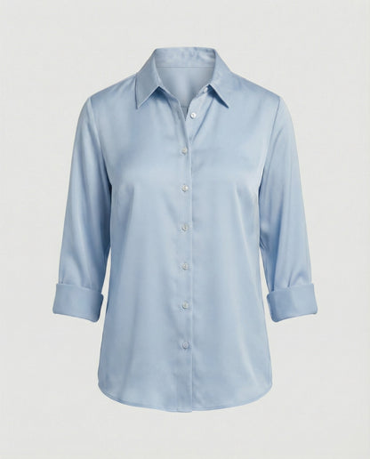 Damen Elegante Baumwollbluse Stehkragen