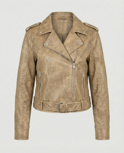 Damen Bikerjacke Lederlook