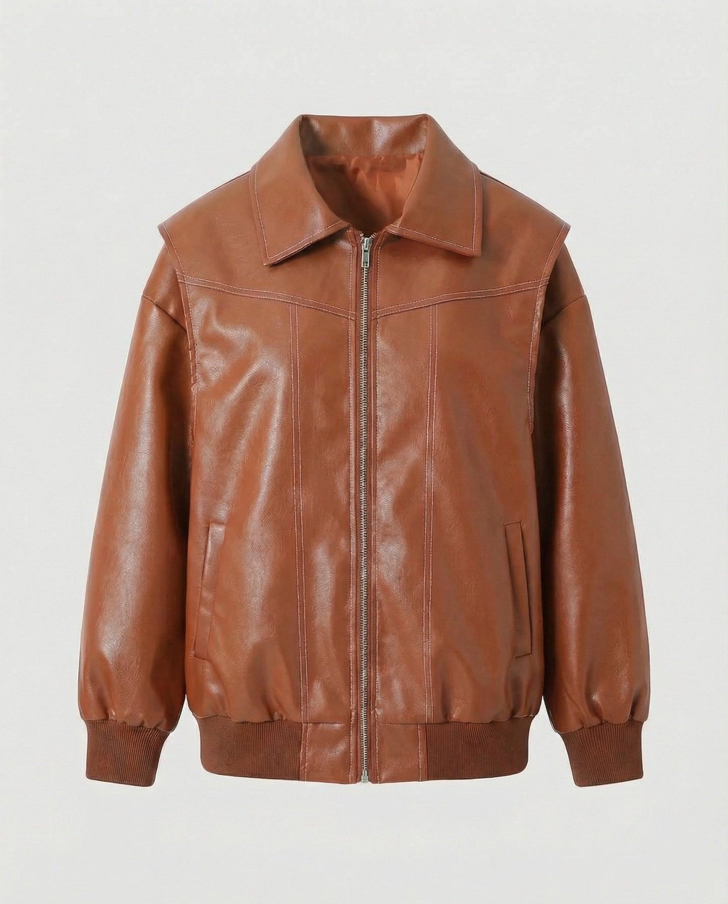 Damen Lederjacke Elegante Hochkragen