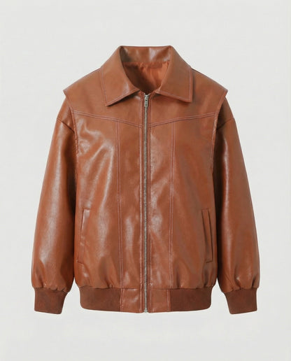 Damen Lederjacke Elegante Hochkragen