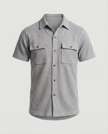 Herren Kurzarmhemd Strukturstoff Modern