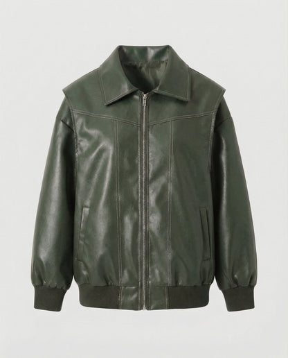 Damen Lederjacke Elegante Hochkragen